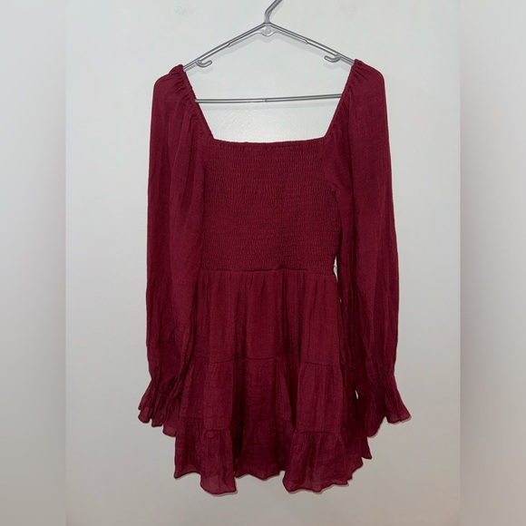 Pre-Owned LG Lizzie’s Boutique Maroon Long Sleeve Dress - Picture 7 of 9